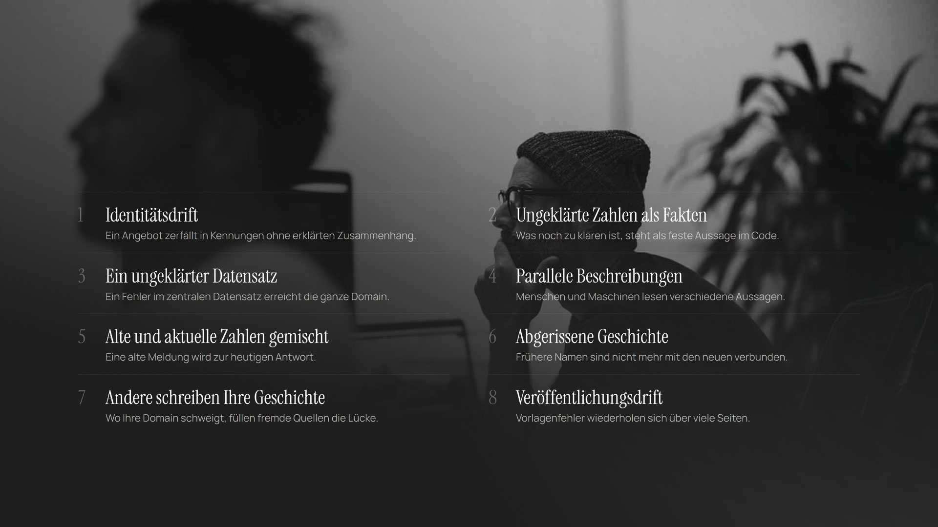 Seitenweise erzeugte Daten: acht Risiken